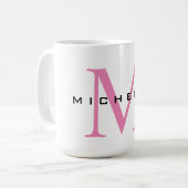 Monogramm Rosa Ihr Name Sondergeschenk Geliebte ei Kaffeetasse (Vorderseite Links)