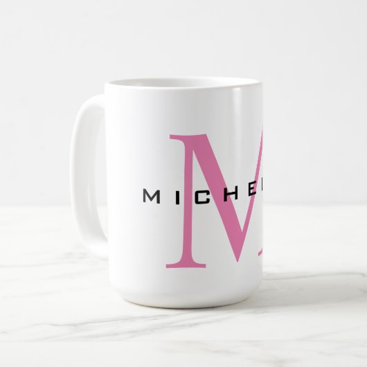 Monogramm Rosa Ihr Name Sondergeschenk Geliebte ei Kaffeetasse (Vorderseite Links)