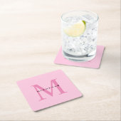 Monogramm Rosa Ihr Name Sondergeschenk Geliebte ei Rechteckiger Pappuntersetzer (Vor Ort)