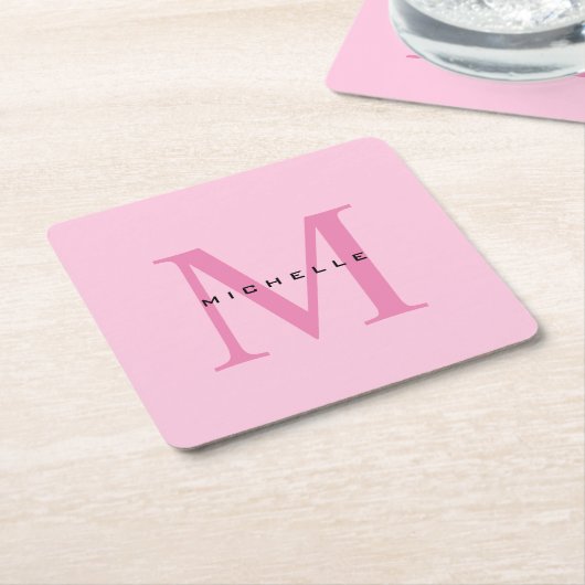 Monogramm Rosa Ihr Name Sondergeschenk Geliebte ei Rechteckiger Pappuntersetzer (angewinkelt)