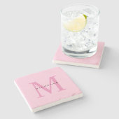 Monogramm Rosa Ihr Name Sondergeschenk Geliebte ei Steinuntersetzer (Seitenansicht)
