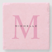 Monogramm Rosa Ihr Name Sondergeschenk Geliebte ei Steinuntersetzer (Vorderseite)