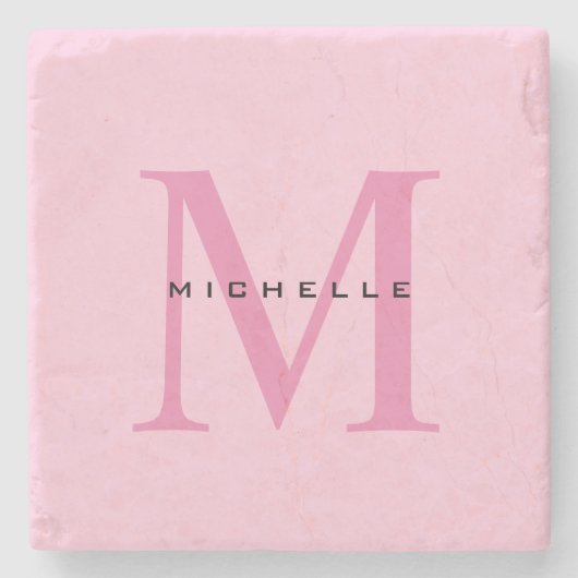 Monogramm Rosa Ihr Name Sondergeschenk Geliebte ei Steinuntersetzer (Vorderseite)