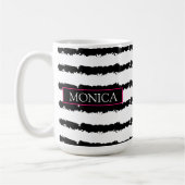 Monogramm Rosa Kaktus gestreift Kaffeetasse (Links)
