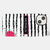 Monogramm Rosa Kaktus iPhone Hülle (Rückseite (Horizontal))