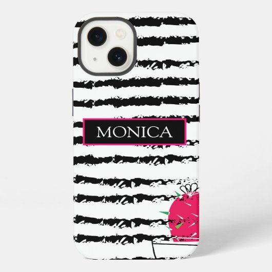 Monogramm Rosa Kaktus iPhone Hülle (Rückseite)