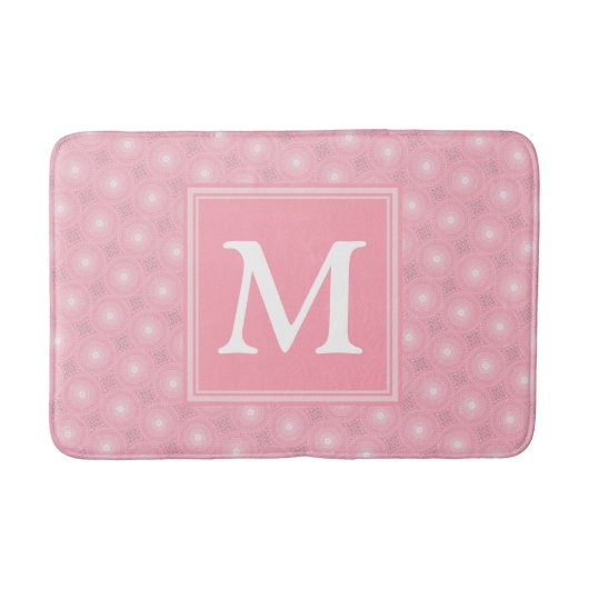 Monogramm-Rosa-Kreismuster Badematte (Vorderseite)