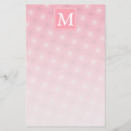 Monogramm-Rosa-Kreismuster Briefpapier (Vorderseite)