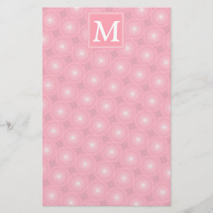 Monogramm-Rosa-Kreismuster Briefpapier