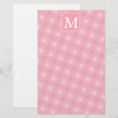 Monogramm-Rosa-Kreismuster Briefpapier (Vorne/Hinten)