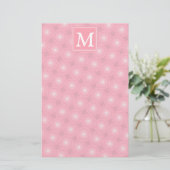 Monogramm-Rosa-Kreismuster Briefpapier (Stehend Vorderseite)
