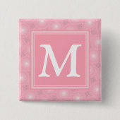 Monogramm-Rosa-Kreismuster Button (Vorderseite)