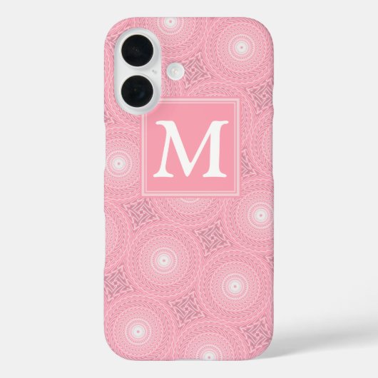 Monogramm-Rosa-Kreismuster Case-Mate iPhone Hülle (Rückseite)