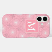 Monogramm-Rosa-Kreismuster Case-Mate iPhone Hülle (Rückseite (Horizontal))