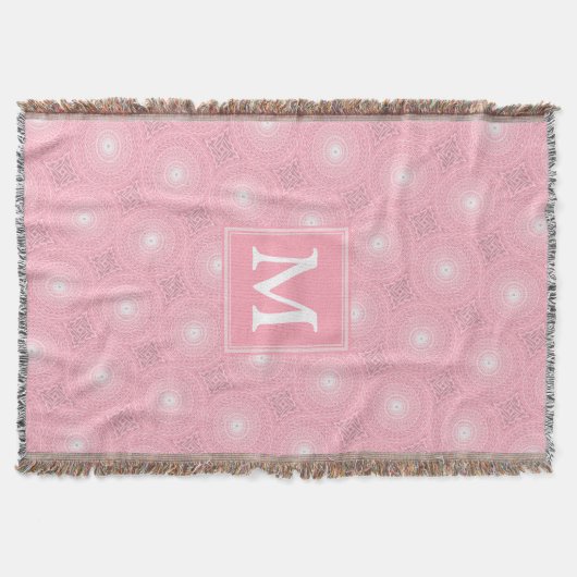 Monogramm-Rosa-Kreismuster Decke (Vorderseite)
