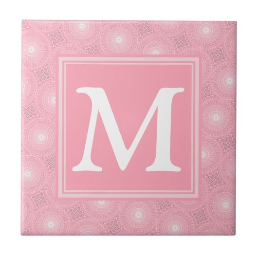 Monogramm-Rosa-Kreismuster Fliese (Vorderseite)