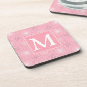 Monogramm-Rosa-Kreismuster Getränkeuntersetzer (Linke Seite)