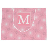 Monogramm-Rosa-Kreismuster Große Geschenktüte (Vorderseite)