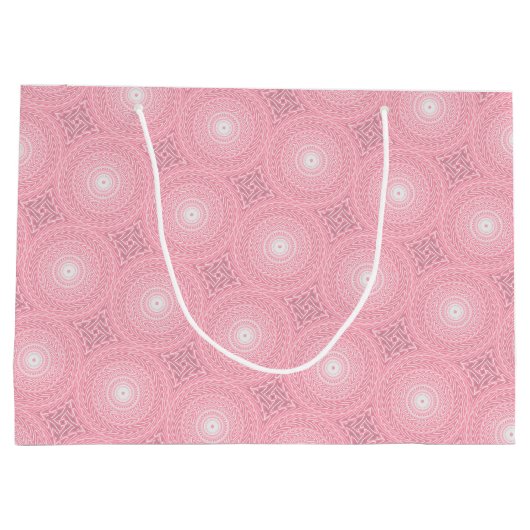 Monogramm-Rosa-Kreismuster Große Geschenktüte (Rückseite)
