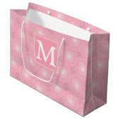Monogramm-Rosa-Kreismuster Große Geschenktüte (Vorderseite Schrägansicht)