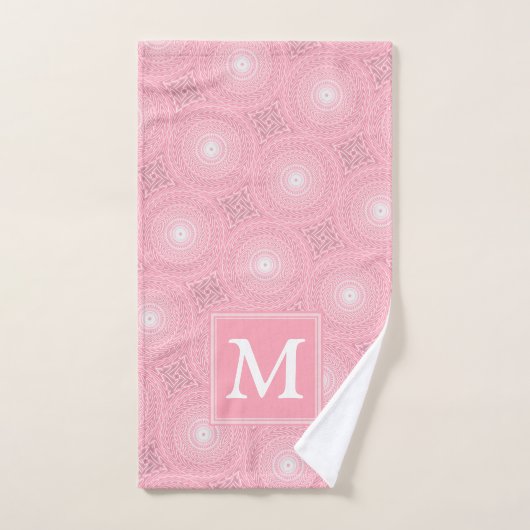 Monogramm-Rosa-Kreismuster Handtuch (Handtuch)