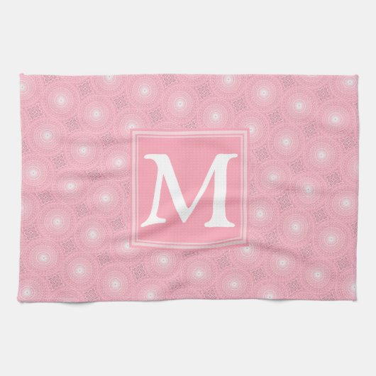 Monogramm-Rosa-Kreismuster Handtuch (Horizontal)