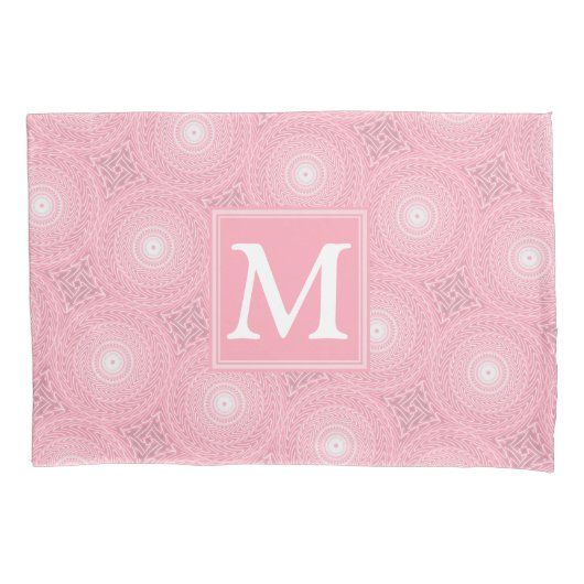 Monogramm-Rosa-Kreismuster Kissenbezug (Vorderseite)