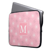 Monogramm-Rosa-Kreismuster Laptopschutzhülle (Vorderseite Links)