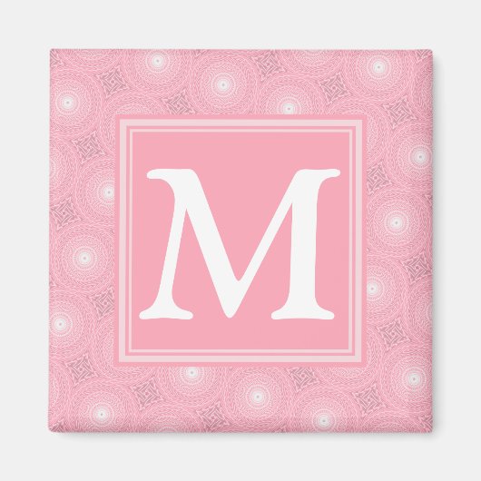 Monogramm-Rosa-Kreismuster Magnet (Vorne)