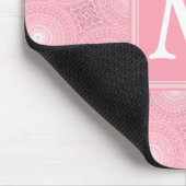 Monogramm-Rosa-Kreismuster Mousepad (Ecke)