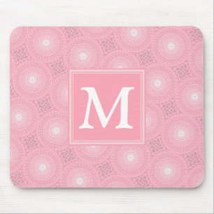 Monogramm-Rosa-Kreismuster Mousepad