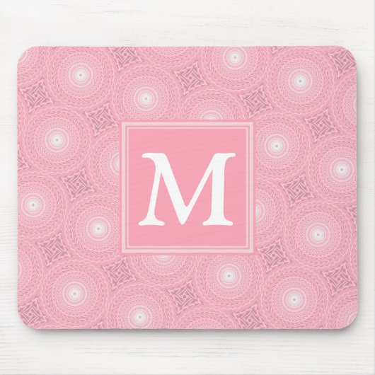 Monogramm-Rosa-Kreismuster Mousepad (Vorne)
