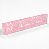 Monogramm-Rosa-Kreismuster Namensplakette