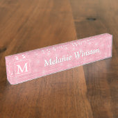 Monogramm-Rosa-Kreismuster Namensplakette (Seite)