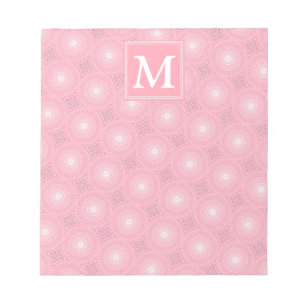 Monogramm-Rosa-Kreismuster Notizblock