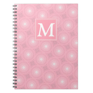 Monogramm-Rosa-Kreismuster Notizblock