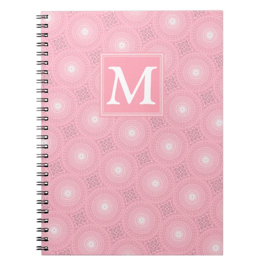 Monogramm-Rosa-Kreismuster Notizblock (Vorderseite)
