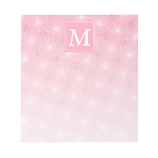 Monogramm-Rosa-Kreismuster Notizblock (Vorderseite)