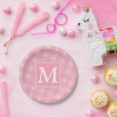 Monogramm-Rosa-Kreismuster Pappteller (Party)