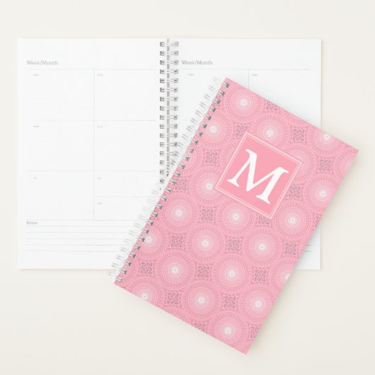 Monogramm-Rosa-Kreismuster Planer (Anzeige)