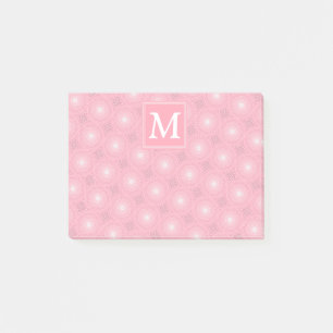 Monogramm-Rosa-Kreismuster Post-it Klebezettel