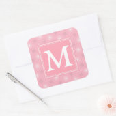 Monogramm-Rosa-Kreismuster Quadratischer Aufkleber (Umschlag)