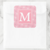 Monogramm-Rosa-Kreismuster Quadratischer Aufkleber (Tasche)