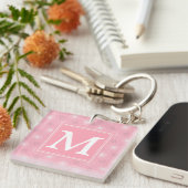 Monogramm-Rosa-Kreismuster Schlüsselanhänger (Vorderseite rechts)