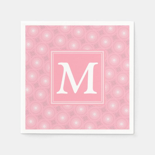 Monogramm-Rosa-Kreismuster Serviette (Vorderseite)