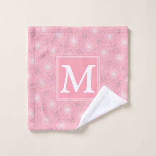 Monogramm-Rosa-Kreismuster Waschlappen (Waschlappen)