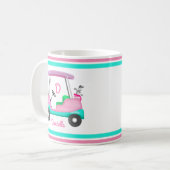 Monogramm Rosa Leder Eleganter Golfwagen Name Kaffeetasse (Vorderseite Links)