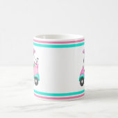 Monogramm Rosa Leder Eleganter Golfwagen Name Kaffeetasse (Mittel)