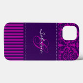 Monogramm Rosa, Lila Damask Strip-iPad Air Hüllen (Rückseite (Horizontal))