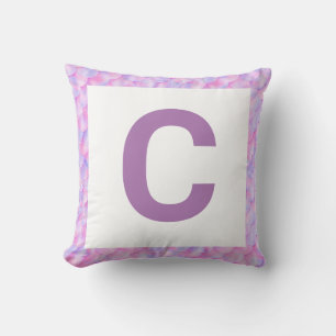 Monogramm-Rosa-Lila-Meeresjungfrau-Trim-Kissen Kissen